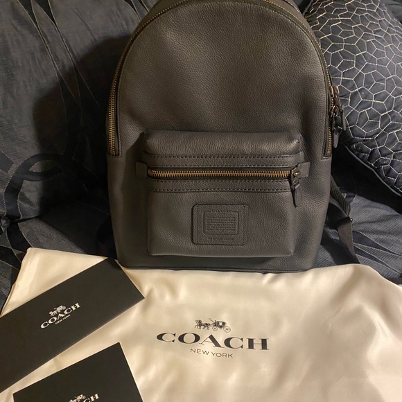 Black Leather Coach Backpack